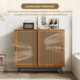 Küchen-Sideboard aus Holz im Landhausstil mit 2 Schiebetüren und verstellbaren Regalen – 100 × 90 × 37 cm