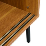 Küchen-Sideboard aus Holz im Landhausstil mit 2 Schiebetüren und verstellbaren Regalen – 100 × 90 × 37 cm