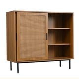 Küchen-Sideboard aus Holz im Landhausstil mit 2 Schiebetüren und verstellbaren Regalen – 100 × 90 × 37 cm