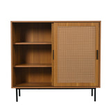Küchen-Sideboard aus Holz im Landhausstil mit 2 Schiebetüren und verstellbaren Regalen – 100 × 90 × 37 cm