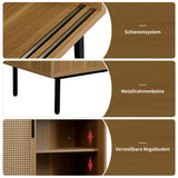 Küchen-Sideboard aus Holz im Landhausstil mit 2 Schiebetüren und verstellbaren Regalen – 100 × 90 × 37 cm