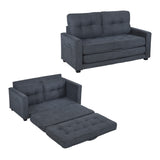 2-Sitzer-Schlafsofa aus dunkelgrauem Stoff mit Seitentaschen, modernes Schlafsofa