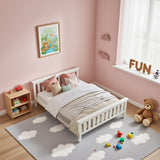 Doppelbett 140x200 cm in massivem weißen Kiefernholz mit geschmierigen Boxspring - robustes und elegantes Design für Erwachsene und Kinder (ohne Matratzen)