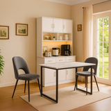 Buffet de cuisine multifonction 100x40x180 cm en MDF blanc avec LED télécommandées, prises électriques, ports USB, tiroirs et étagères réglables