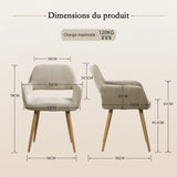 Lot de 2 fauteuils de salle à manger scandinaves avec accoudoirs en tissu beige - CROMWELL