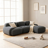 2-Sitzer-Schlafsofa aus dunkelgrauem Stoff mit Seitentaschen, modernes Schlafsofa