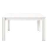Table à manger rectangulaire blanc aspect chêne avec quatre pieds massifs