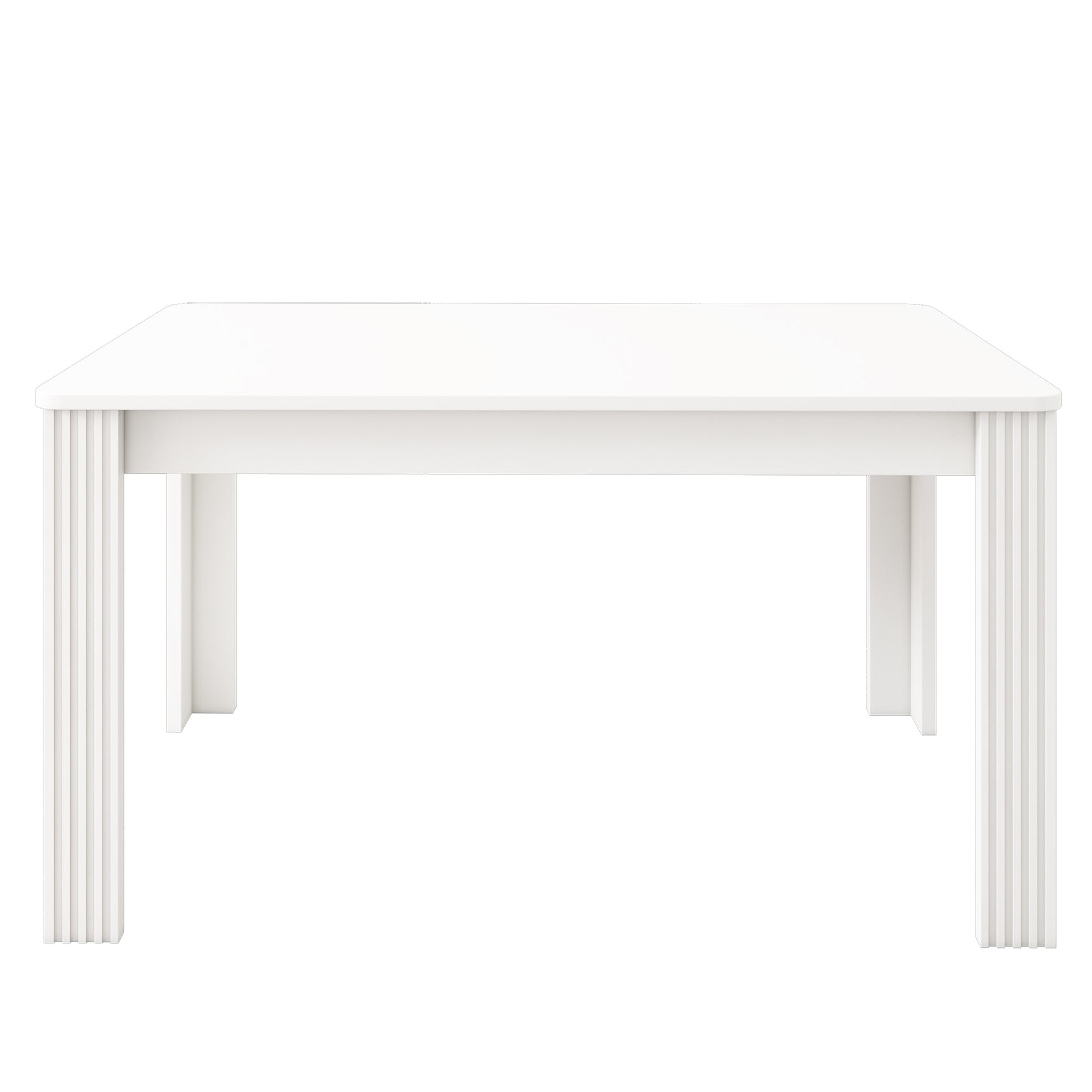 Table à manger rectangulaire blanc aspect chêne avec quatre pieds massifs