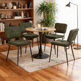 Round Table Table Table Table Timber Ø80 cm with 4 black velvet chairs, modern and comfortable style
