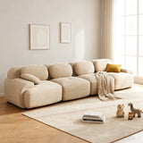 Ensemble de canapés avec accoudoirs incurvés et base antidérapante en tissu velours côtelé doux pour le salon, beige,siège 4