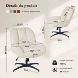 Einstellbare ergonomische Büro -Sessel mit Stoff Armlehnen weiße Schleife - Thomasina