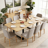 Table à manger extensible aspect chêne à trois rallonges avec pieds métalliques