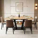 Table à manger télescopique extensible aspect bois avec pieds en croix