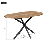 Table à manger ovale aspect naturel avec pieds métalliques en croix pour 4 à 6 personnes