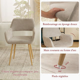 Lot de 2 fauteuils de salle à manger scandinaves avec accoudoirs en tissu beige - CROMWELL