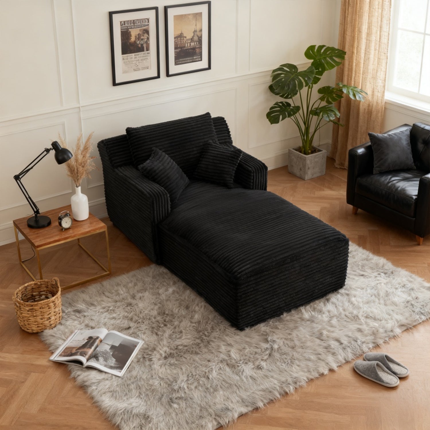 2-Sitzer-Sofa aus beigem Stoff im skandinavischen Stil – AHBARM