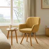 Comfortable dining room chair in yellow fabric with 360° swivel - CARSON FABRIC YELLOW