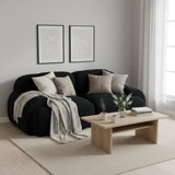 2-seater sofa bed in dark gray fabric with side pockets, modern convertible sofa
