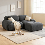2-Sitzer-Schlafsofa aus dunkelgrauem Stoff mit Seitentaschen, modernes Schlafsofa