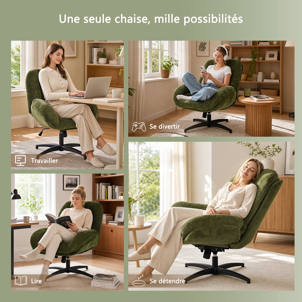 Adjustable Ergonomic Office Armchair Pivoting with fabric armrests white loop - Thomasina
