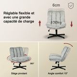 Fauteuil de relaxation réglable et pivotant avec accoudoirs et assise épaisse en chenille gris - CONFOD