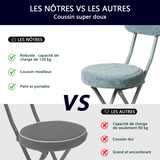 Set of 4 folding chairs/stools, round seat in fabric faux fur gray - Ernst