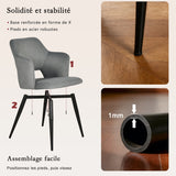 Ensemble de salle à manger comprenant une table extensible et 4 fauteuils avec accoudoirs en tissu gris