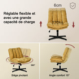 Fauteuil de relaxation réglable et pivotant avec accoudoirs et assise épaisse en chenille jaune - CONFOD