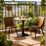 Round Table Table Table Table Timber Ø80 cm with 4 black velvet chairs, modern and comfortable style
