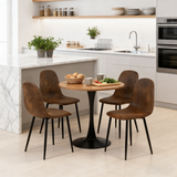 Round Table Table Table Table Timber Ø80 cm with 4 black velvet chairs, modern and comfortable style