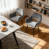 Set aus 2 skandinavischen Esszimmersesseln mit grauen Cord-Armlehnen – CROMWELL CORDUROY