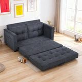 2-Sitzer-Schlafsofa aus dunkelgrauem Stoff mit Seitentaschen, modernes Schlafsofa