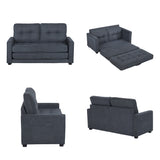 2-Sitzer-Schlafsofa aus dunkelgrauem Stoff mit Seitentaschen, modernes Schlafsofa