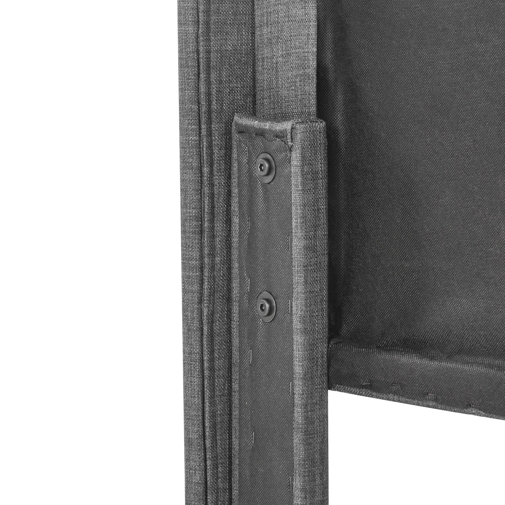 Lit double 140x200 cm en tissu gris avec tête de lit capitonnée et sommier à lattes inclus, design élégant et confortable (matelas non inclus)