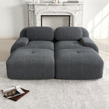 2-Sitzer-Schlafsofa aus dunkelgrauem Stoff mit Seitentaschen, modernes Schlafsofa
