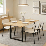 Table à manger extensible aspect chêne à trois rallonges avec pieds métalliques