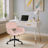 Coiffeuse ou bureau blanc au design moderne avec 2 tiroirs spacieux et pieds en métal doré, 100x40x76 cm.