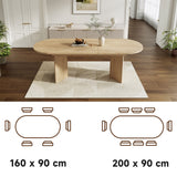 Table à manger extensible aspect chêne 160-200 cm à angles arrondis