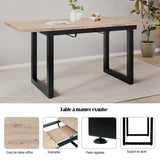 Table de salle à manger extensible rétro en bois avec structure en métal noir, style industriel