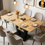 Table à manger télescopique extensible aspect bois avec pieds en croix