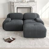 2-Sitzer-Schlafsofa aus dunkelgrauem Stoff mit Seitentaschen, modernes Schlafsofa