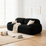2-seater sofa bed in dark gray fabric with side pockets, modern convertible sofa