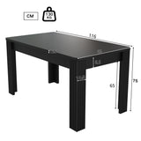 Table à manger rectangulaire noire à quatre pieds style minimaliste