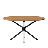 Table à manger ovale aspect naturel avec pieds métalliques en croix pour 4 à 6 personnes