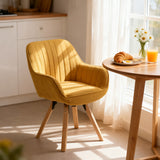 Comfortable dining room chair in yellow fabric with 360° swivel - CARSON FABRIC YELLOW