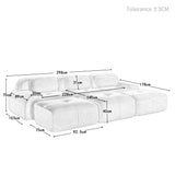 Ensemble de canapés avec accoudoirs incurvés et base antidérapante en tissu velours côtelé doux pour le salon, vert, siège 3 + tabouret 3