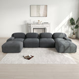 2-seater sofa bed in dark gray fabric with side pockets, modern convertible sofa