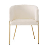 Lot de 4 chaise de loisirs individuelle en imitation de velours de lapin Chaise élégante à quatre pieds en métal beige pour salon chambre à coucher et salle à manger