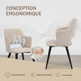Ensemble de salle à manger comprenant une table extensible et 4 fauteuils avec accoudoirs en tissu beige