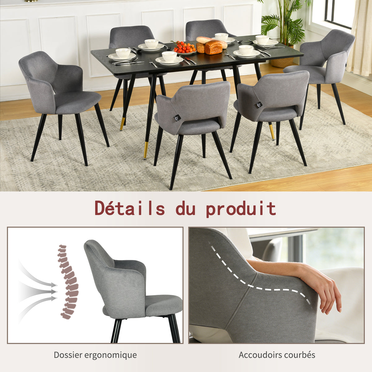 2 skandinavische Esszimmer mit grünen Stoff Armlehnen - Akanji